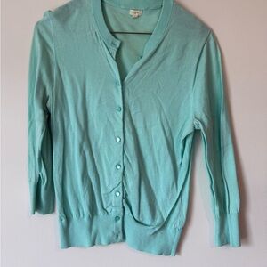 J. Crew Green Cardigan Sweater with Crew Neck